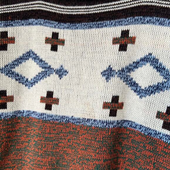70s Aztec Boho Bell Sleeve Pullover Sweater Size L - Picture 4 of 8